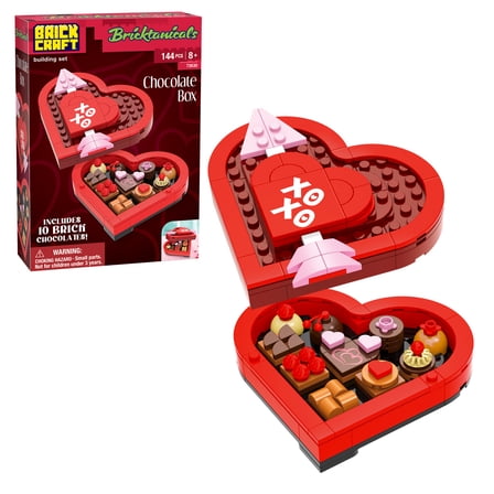 Brickcraft Bricktanicals Chocolate Box Building Kit (144-Piece Set), Heart-Shaped Candy Box, Valentine's Day Gift, Brick Chocolates, Building Set