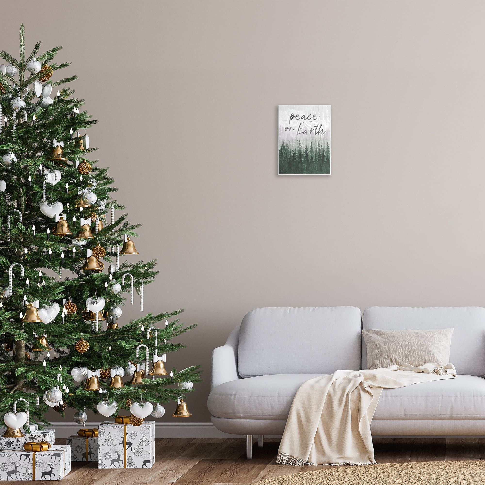 Stupell Industries Rustic Peace on Earth Holiday Painting Unframed Art Prints Wall Art, 11 x 14
