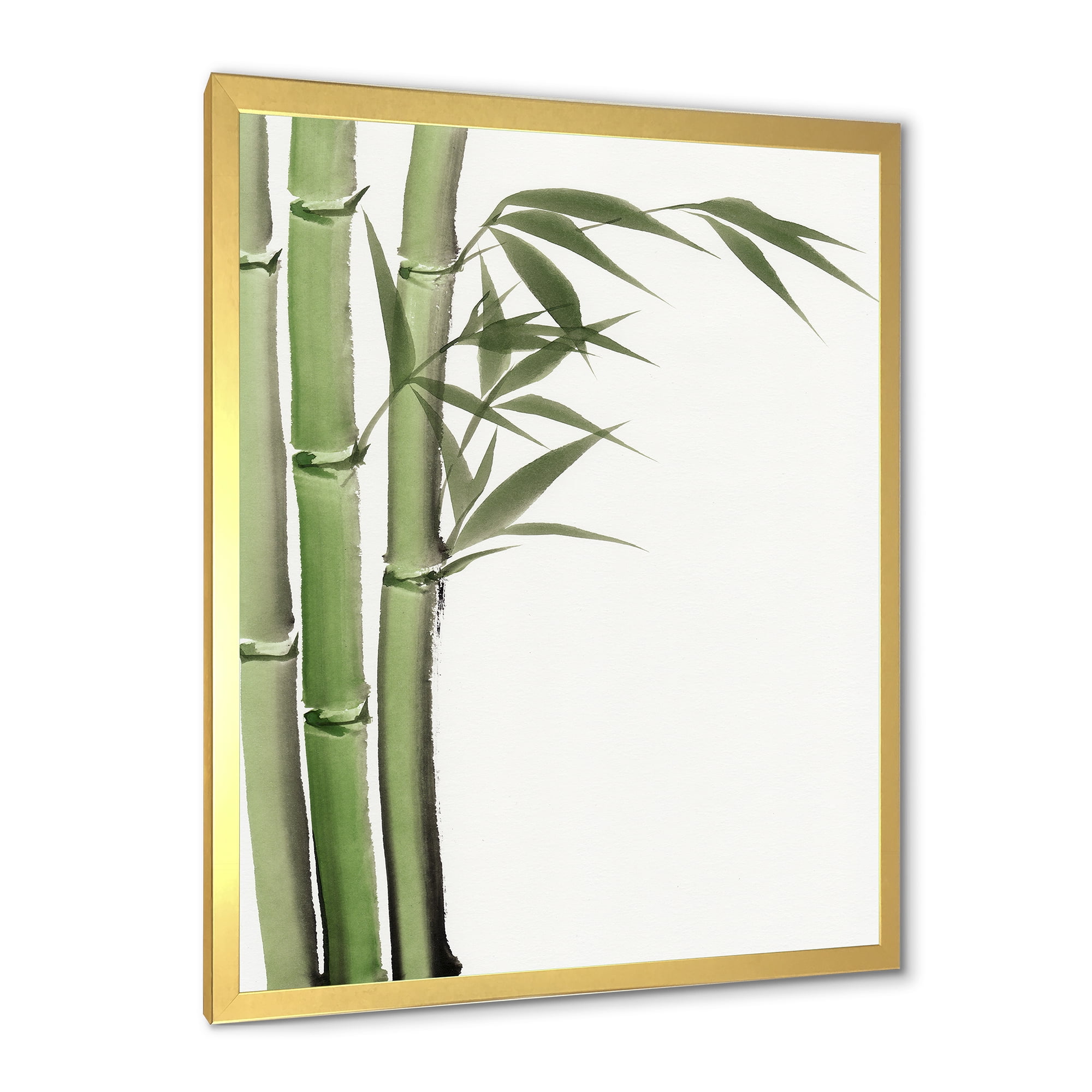 Designart 'Detail of Dark Green Bamboo and Leaves IV' Traditional Framed Art Print