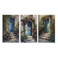 thumbnail image 2 of Designart "Garden Door Gateway Blue And Pink III" Farm Door and Windows Wall Art Set Of 3 - Blue Farm Door Floral Gallery Wall Set For Home Decor, 2 of 7