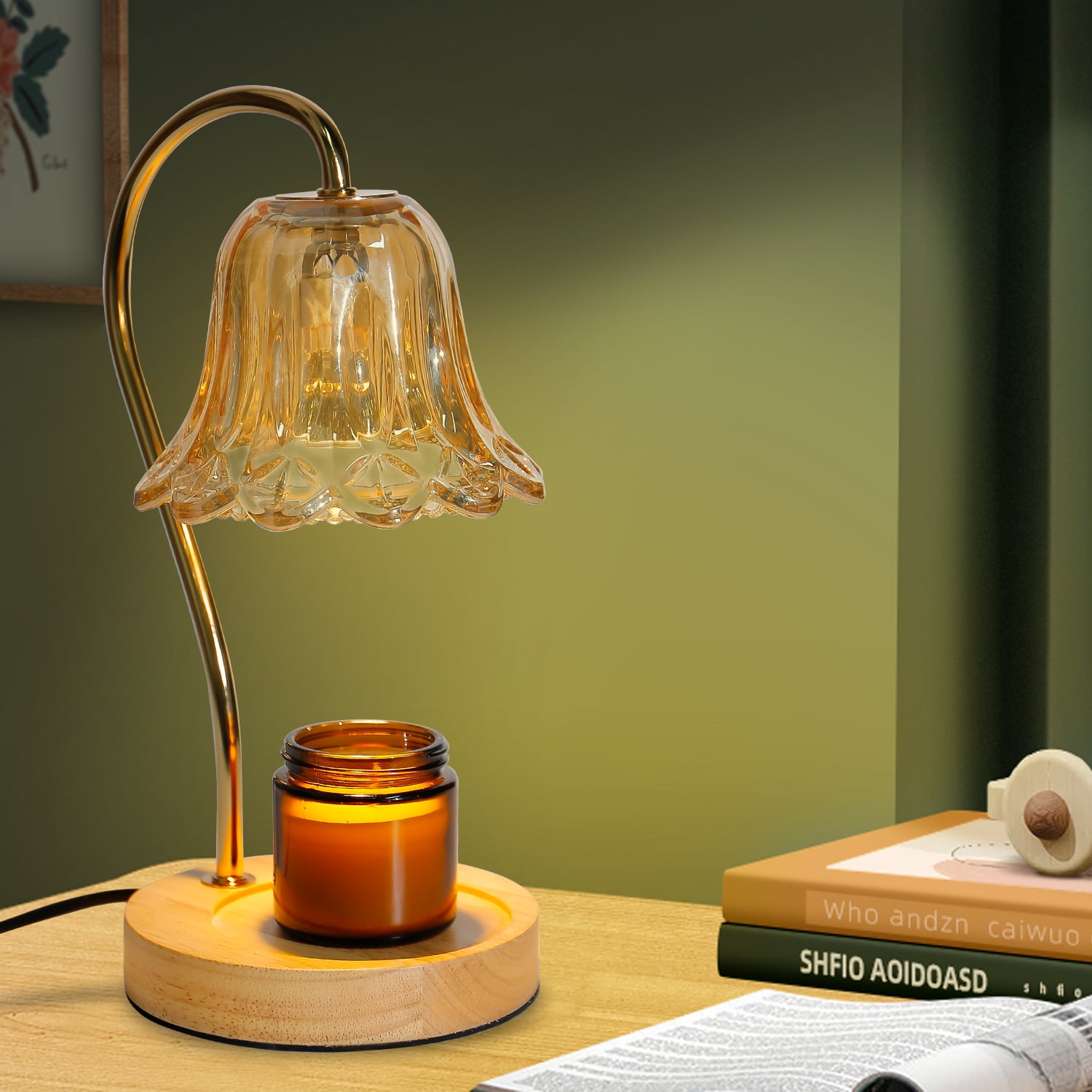 Nbpower Candle Warmer Lamp with Dimmer & Timer, Clear Glass Candle Lamp Warmer with 2 50W Bulbs