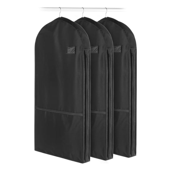 Whitmor Zippered Garment Bag with Pocket - Set of 3 - Black