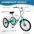 thumbnail image 3 of 20" Folding Tricycle for Adults Seniors with Big Basket, 7 Speed Low-Step Through Frame 3 Wheel Bikes Suitable for Women, Men for Cycling, Shopping, Exercise, Support up to 450 LBS, 3 of 9