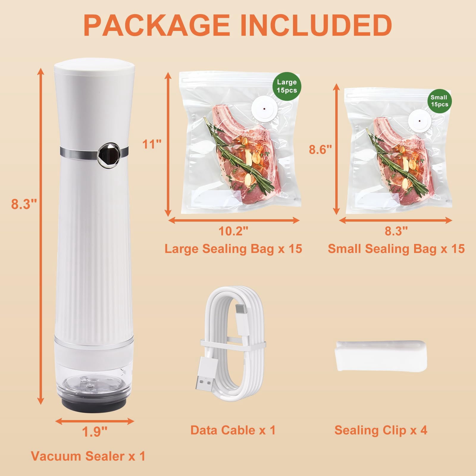 Handheld Vacuum Sealer  Detachable & Easy To Clean Includes 5 Reusable Bags Portable Food Saver Extends Freshness 10x Auto Power Off For Kitchen Travel Outdoor