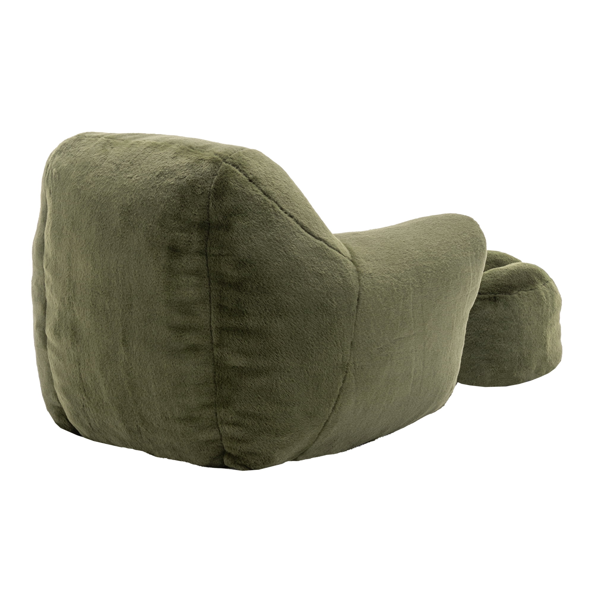 Bean Bag Chair, Comfy Bean Bag Sofa with Back Support, With Footstool,Faux Fur Bean Bag Chair for Adults and Kids, Stuffed Floor Sofa for Living Room, Bedroom,Green