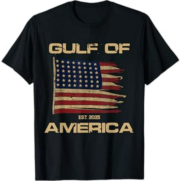 Gildan Gulf Of Us America Est Since 2025 Us Flag New Gulf Of Mexico Hot Trending T-Shirt Unisex S To 5Xl