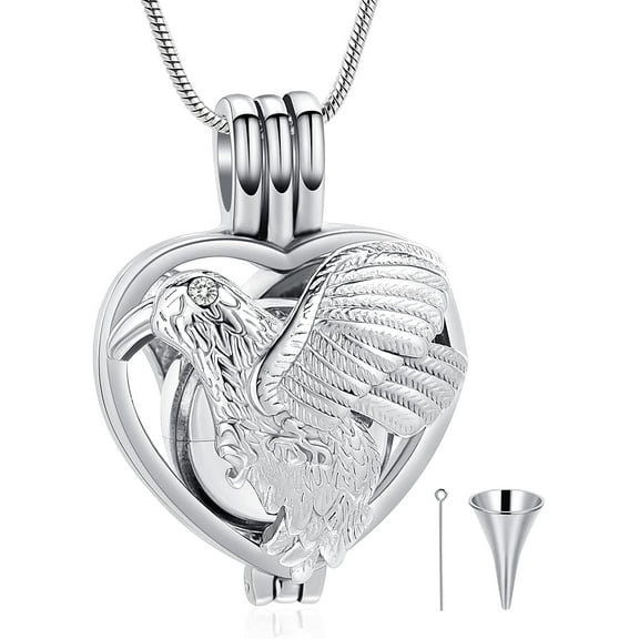 Hollow Parrot Urn Necklace Heart Shape Cremation Jewelry with Hollow Urn Pendant Memorial Jewelry for Human Ashes Urn Necklace