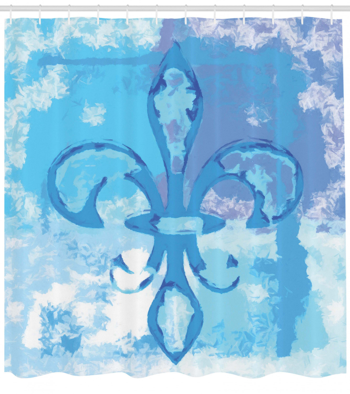 Fleur De Lis Decor Shower Curtain Set Illustration Of Lily Flower
