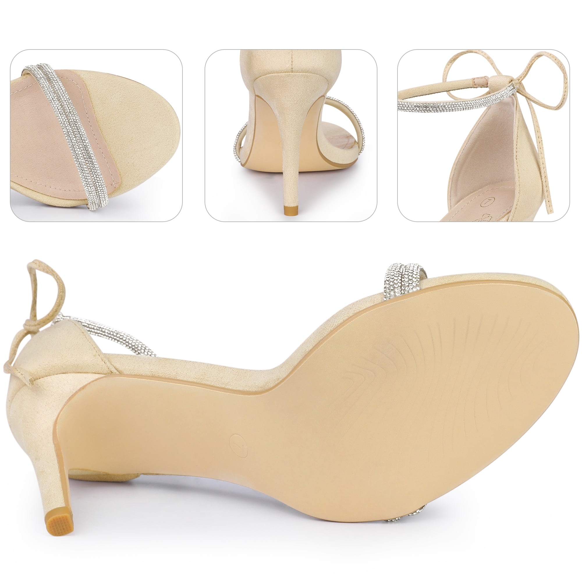 DARING DIVA Women's Ankle-Tie Stiletto Heels Sandals Beige 8