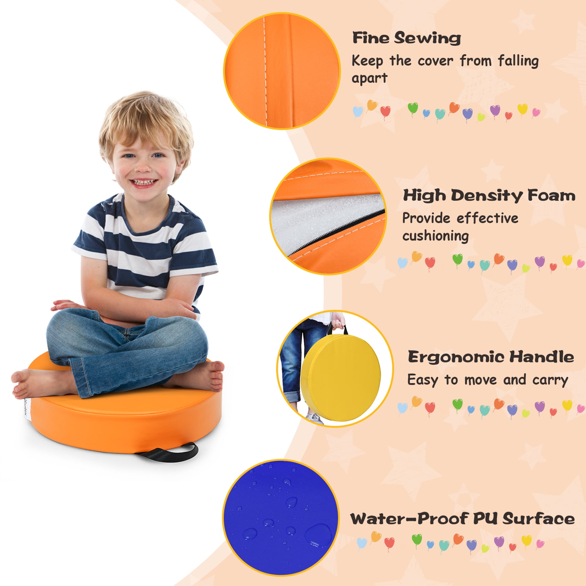 6PCS Round Kids Floor Cushion Toddler Foam Seat Cushion Waterproof  Colorful, 1 unit - Kroger
