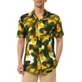 thumbnail image 1 of Camisas hawaianas de bloque de color con botones y mangas cortas impresas INSPIRE CHIC para hombres Amarillo Verde XL, 1 of 6