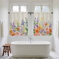 thumbnail image 4 of Pink Orange Flowers Kitchen Curtains 45 Inch Length, Spring Floral Farmhouse Botanical Rustic Tiers Curtains for Bathroom Bedroom Cafe, Light Filtering Window Treatment Drapes 2 Panels 42"Wx45"L, 4 of 8
