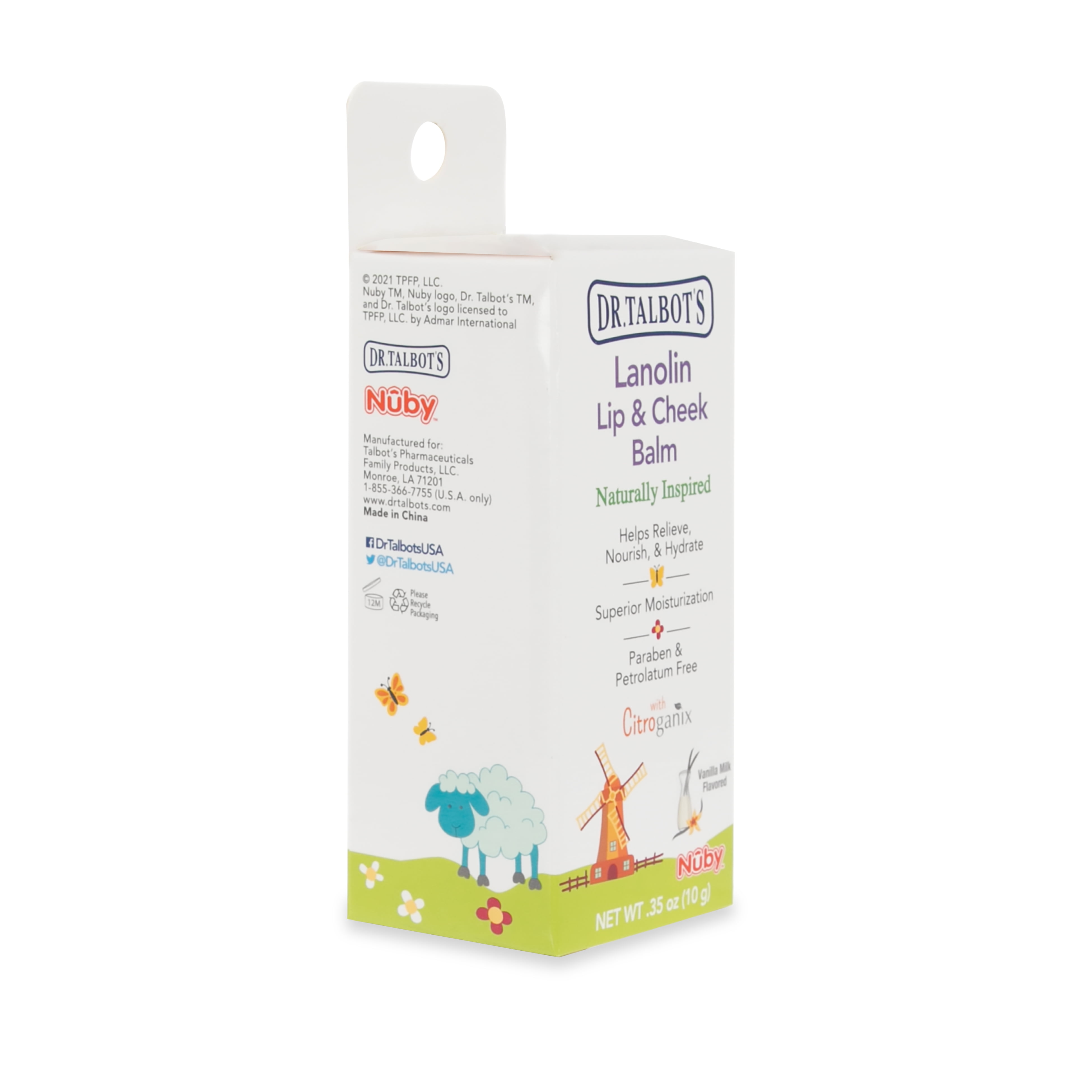 Dr. Talbot's Lanolin Lip & Cheek Balm for Babies, Vanilla Milk, 0.35 oz Tube