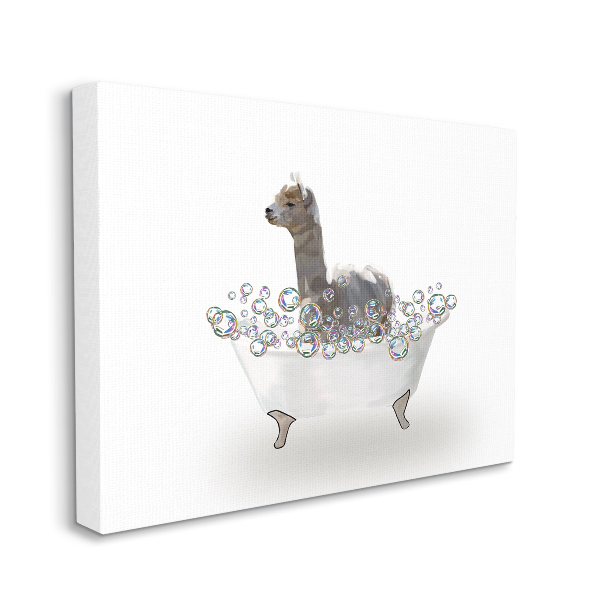 Stupell Industries Alpaca in Bubble Bath Animals & Insects Painting Gallery Wrapped Canvas Print Wall Art, 20 x 16