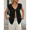 thumbnail image 3 of Womens Tie Crochet Shrug Short Sleeve Open Front Knit Cropped Cardigan Sweaters Cover Up, 3 of 7