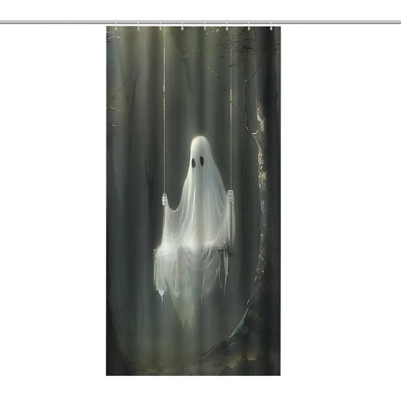 RKSupls Waterproof Shower Curtain, Ghost Swing Forest Misty Polyester Shower Curtain with Hooks for Chic Elegant Home Bathtub Bathroom Decor Washable