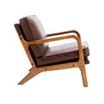 thumbnail image 3 of MOONMISS Leather Upholstery Mid Century Wood Frame Accent Armchair for Living Room-Brown, 3 of 5
