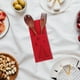 thumbnail image 3 of Juego de 4 piezas de estuches rojos para cubiertos navideños con diseño de copo de nieve y árbol de Navidad calados. Incluye fundas para cuchillos y tenedores, y bolsas para guardar cubiertos., 3 of 7