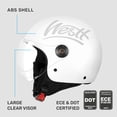 thumbnail image 6 of Westt L White ABS Half Helmet, DOT Approved, with Additional Padding, 6 of 9