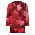 thumbnail image 5 of Fgvctg Valentine's Day Women's Tops Casual 3/4 Sleeve Crewneck Shirts Trendy Date Night Pullover Tops Plus Size Cute Love Heart Print Blouse Gifts For Her Pink 2XL, 5 of 5