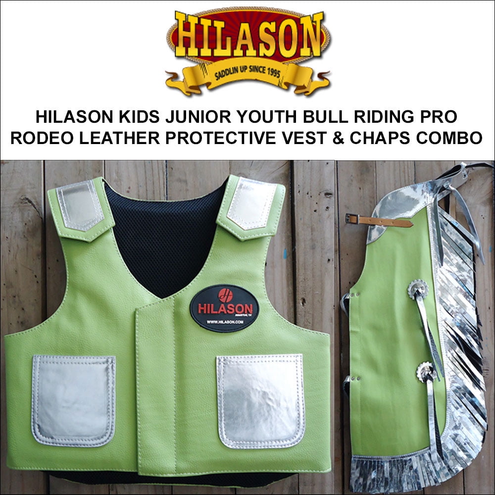 HILASON KIDS JUNIOR YOUTH BULL RIDING PRO RODEO LEATHER PROTECTIVE VEST