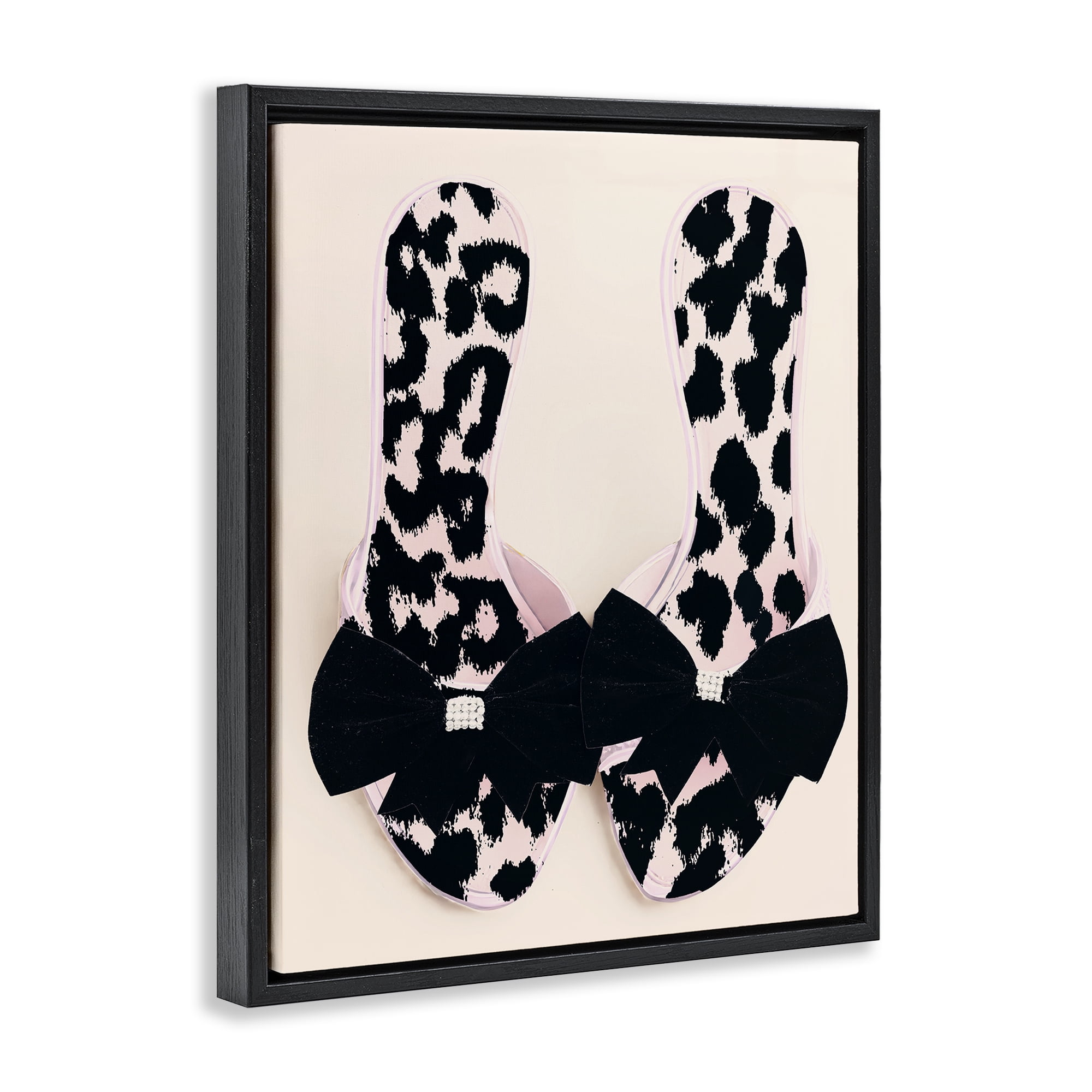 Cat Walk Spotted Shoes Black Framed Floater Canvas Wall Art, design by Annabelle Hall