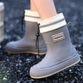 thumbnail image 5 of AUDeals Women Mid Calf Rain Boots, Waterproof Rubber Garden Boots, Non Slip Ankle Rain Shoes with Drawstring (Grey, 6.5), 5 of 6