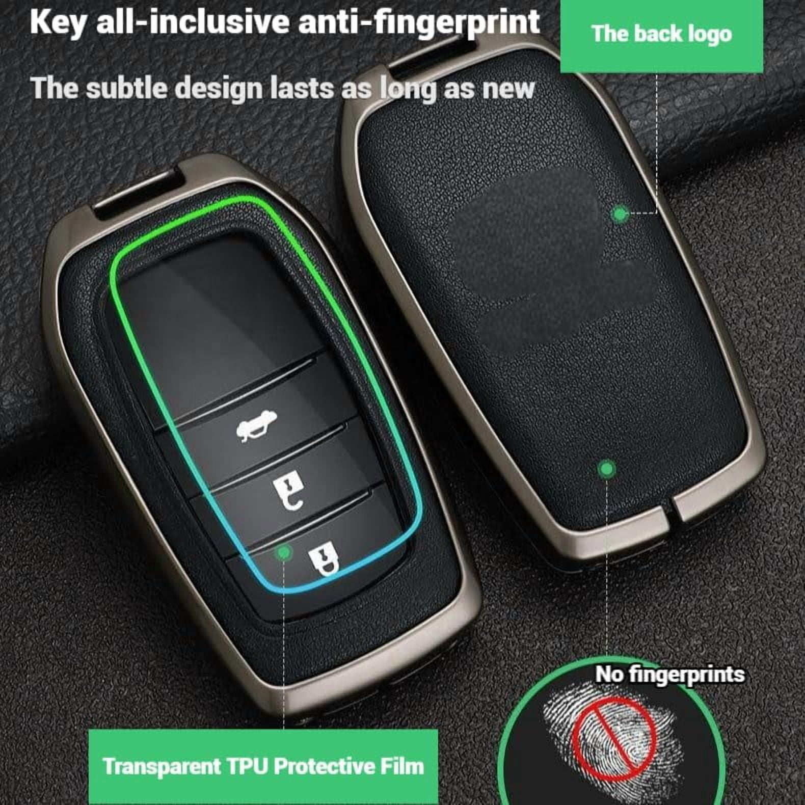 for Toyota Key Fob Cover, Leather+Zinc Alloy Key Fob Case for 2025 Camry, 2021-2025 Venza, Grand Highlander Hilux, Fortuner, 2022-2025 Tundra Tacoma Remote Key