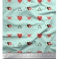thumbnail image 1 of Soimoi Green Modal Satin Fabric Triangle & Arrow Heart Printed Fabric 1 Yard 42 Inch Wide, 1 of 3