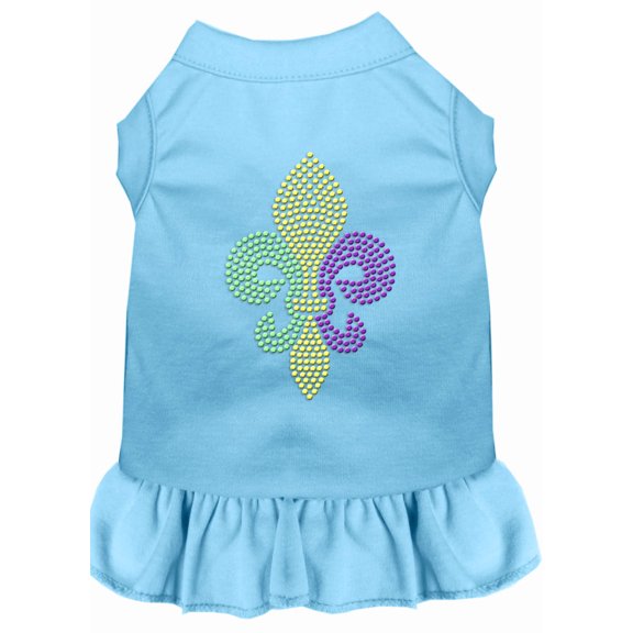 Pet Dog Cat Dress Rhinestone, "Mardi Gras Fleur De Lis"