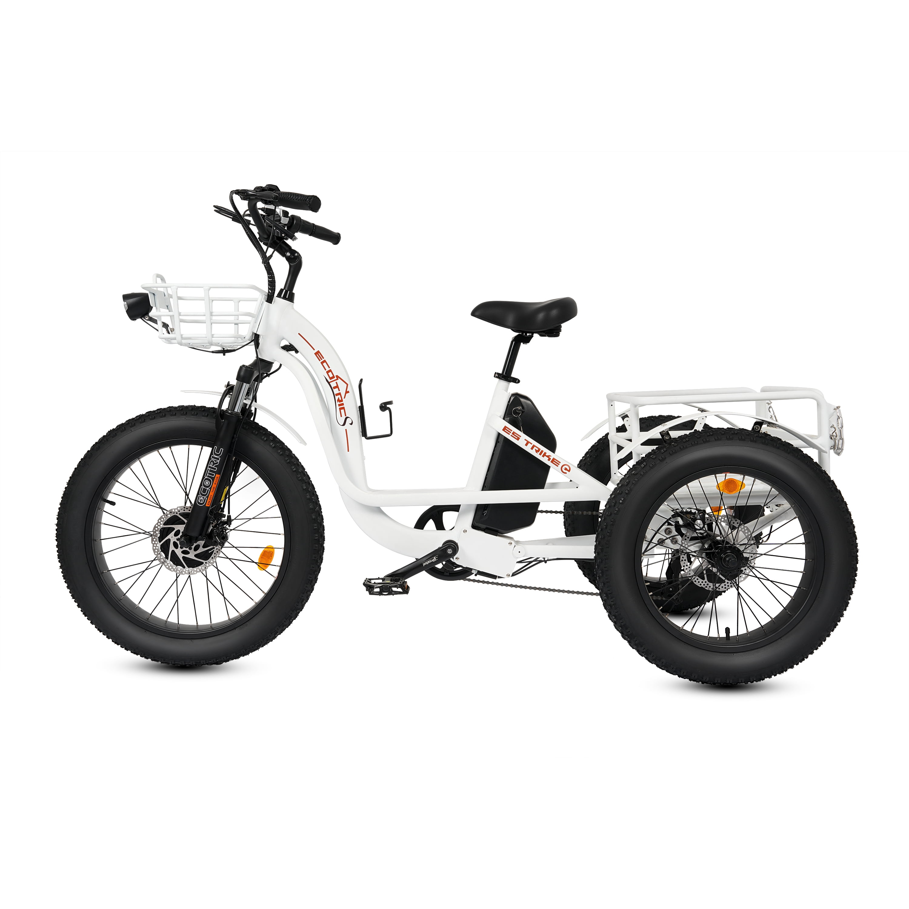 ECOTRIC 22.4AH Electric Tricycle Fat Tire for Adults with Basket, 750W 48V Battery, 3 Wheel Step-Thru E-trike White