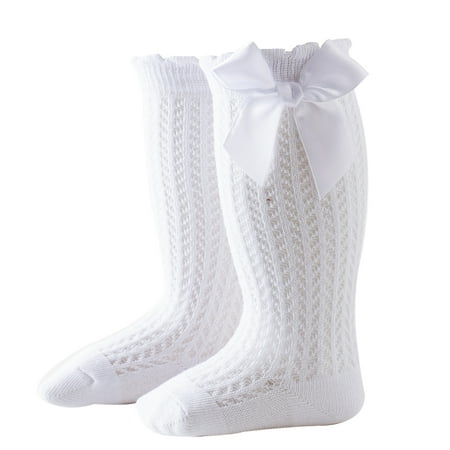 

Baby Kids Cotton Soft Long Stockings Knee-High Over Calf Socks Infant Newborn Bow Stockings