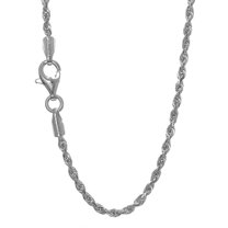 JewelStop 14K White Gold 22in 2mm Solid Diamond Cut Rope Chain with Lobster Clasp - 5gr.