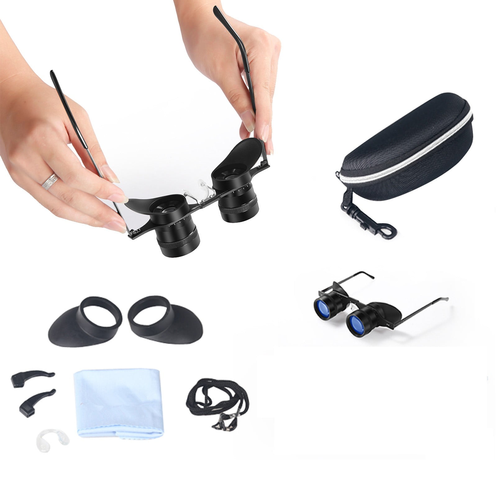 Uscallm High Definition Portable Telescope, 10x HD Binoculars Glasses, Hands-free Fishing Bird Watching Telescope, Portable Travel Sightseeing Eyewear, Night Vision Outdoor Adventures Gear