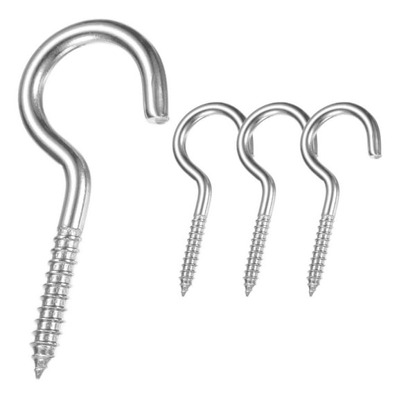 Uxcell 4-Pack Hooks Screw, M4 2" 304 Stainless Steel Heavy Self Tapping Eye Bolts Pins Ceiling Hooks [Silver]