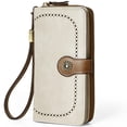 thumbnail image 1 of Cartera TFKGS de piel con bloqueo RFID de gran capacidad para mujer, color beige, 1 of 9