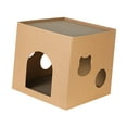 thumbnail image 2 of Cat Box Cats Bed Corrugated Cat Cardboard Box for Indoor Small Animals Rabbit Brown L, 2 of 8
