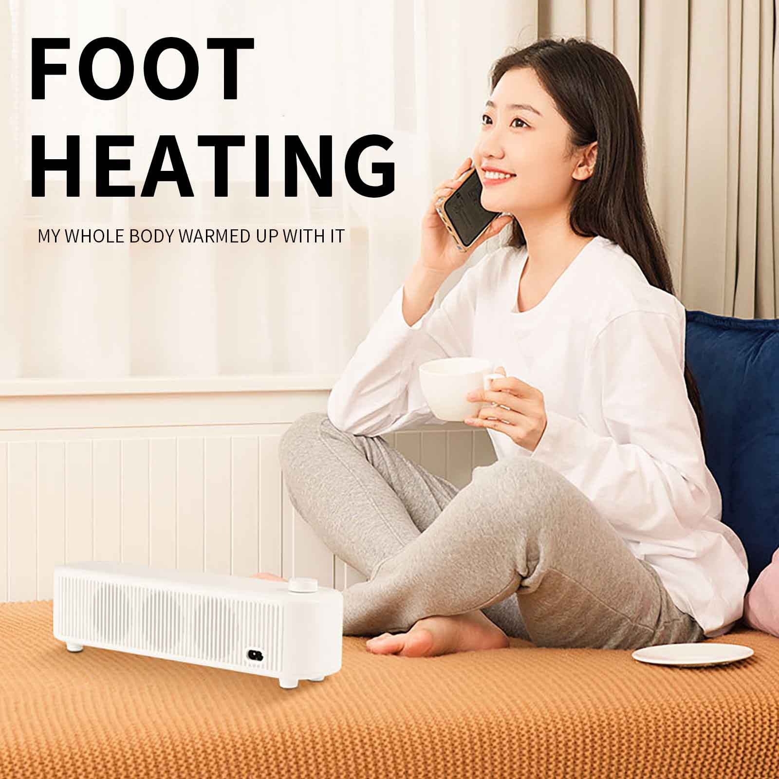 Desktop Small Heater Mini Office Indoor Portable Winter Foot and Hand Warmer Quiet 300W and 500W Energy Efficient Space Heater with Overheat Protection for Home and Work