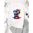 thumbnail image 2 of Camiseta De Verano Para Mujer, Elegante Camiseta Con Cuello Redondo Para Viajar, Acampar, Uso DiarioWomen's Festive Santa Claus Graphic T-Shirt - Vibrant Christmas Design, Casual Round Neck Short Sl, 2 of 7