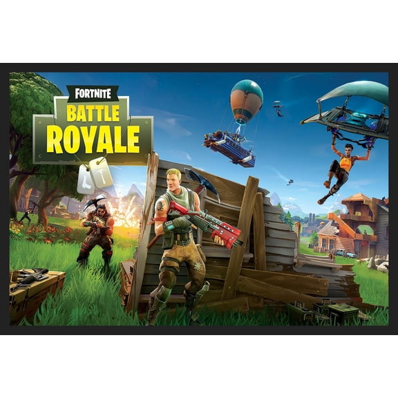 BUY ART FOR LESS Officially Licensed Fornite Battle Royal Framed Art Poster - 24 x 36 Inch - Sturdy Engineered Wood Frame with Plexi Glass - Ready To Hang