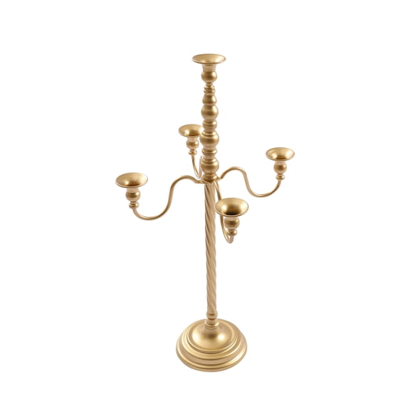 Wildnix Gold Floor Candelabra, 2 Candle Holders, Vintage Style Iron Construction, Perfect for Home, Courtyard, and Holiday Decoration