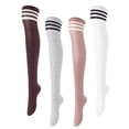 thumbnail image 4 of Meso Women's Big Girl's 4 Pairs Splendid Knee High Cotton Socks, Soft, Cozy and Stylish Suitable for Multiple Activities Size 6-9 M1022 Assorted, 4 of 4