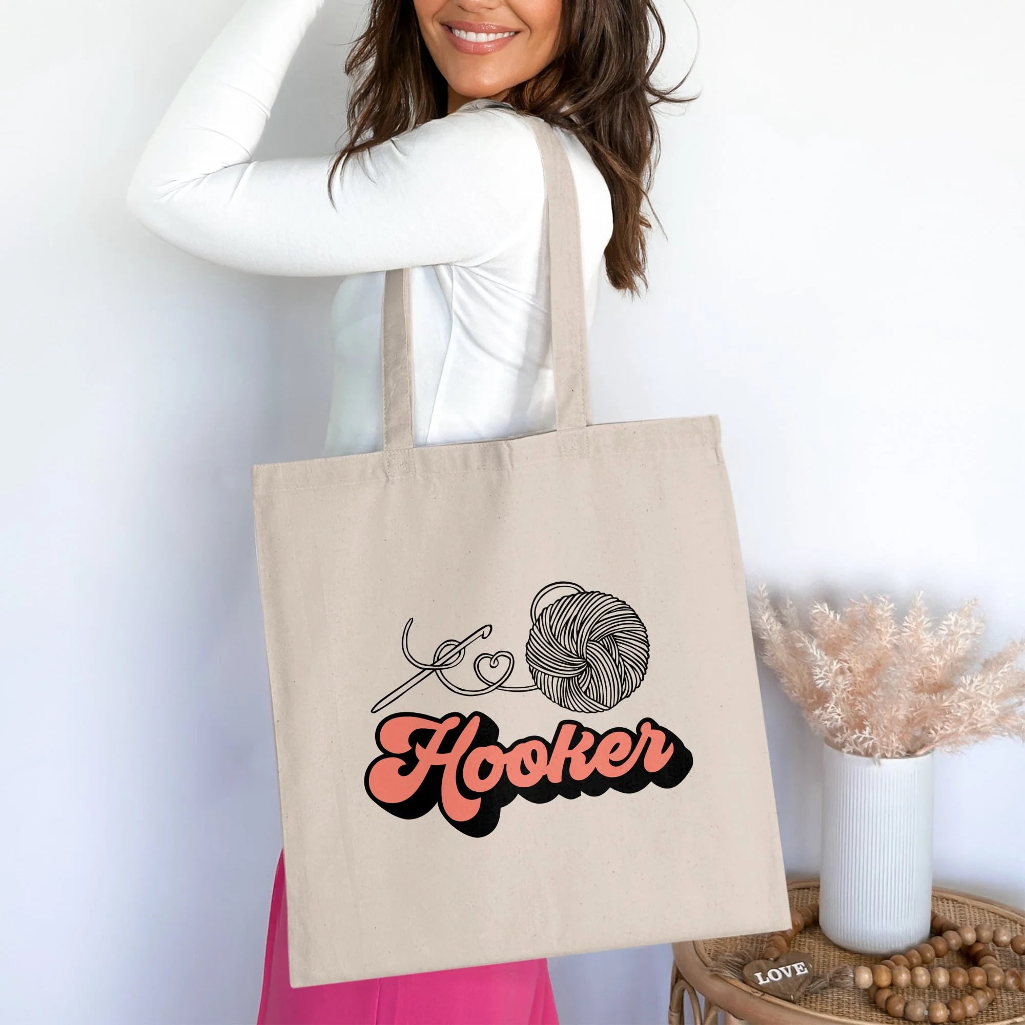 Crocheter Gift, Crocheting Yarn Tote Bag, Project Bag, Gift for Crocheter, Hobby Craft Bag
