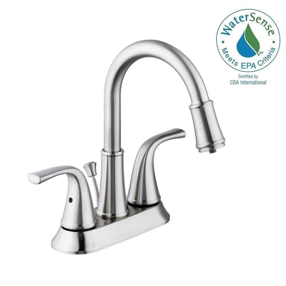 Focus 4 in. Centerset 2Handle LED HighArc Bathroom Faucet in Brushed