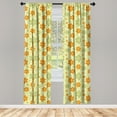 thumbnail image 5 of Ambesonne Floral Window Curtains, Retro Graphic Flowers, Each 28" W x 95" L, Pale Green Orange, 5 of 5
