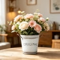 thumbnail image 5 of Naittoop Rustic Metal Flower Bucket Vintage Metal Handled Flower Pots Planter Bucket Herb Flower Holder for Railing Fence Balcony Deck Garden Home Decor 5 in White, 5 of 6