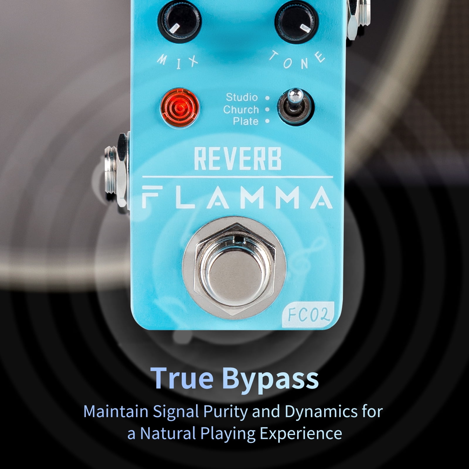 FLAMMA FC02 Mini Reverb Pedal Digital Guitar Effects Pedal with Church Plate Studio Reverb True Bypass