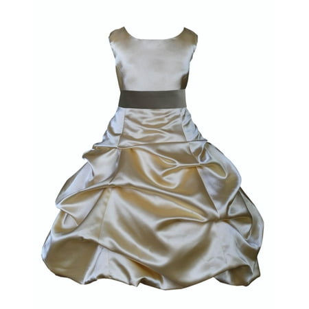 Ekidsbridal Formal Satin Gold Flower Girl Dress Christmas Bridesmaid Wedding Pageant Toddler Recital Easter Holiday Communion Birthday Baptism Occasions 2 4 6 8 10 12 14 16 806s mercury grey size 6