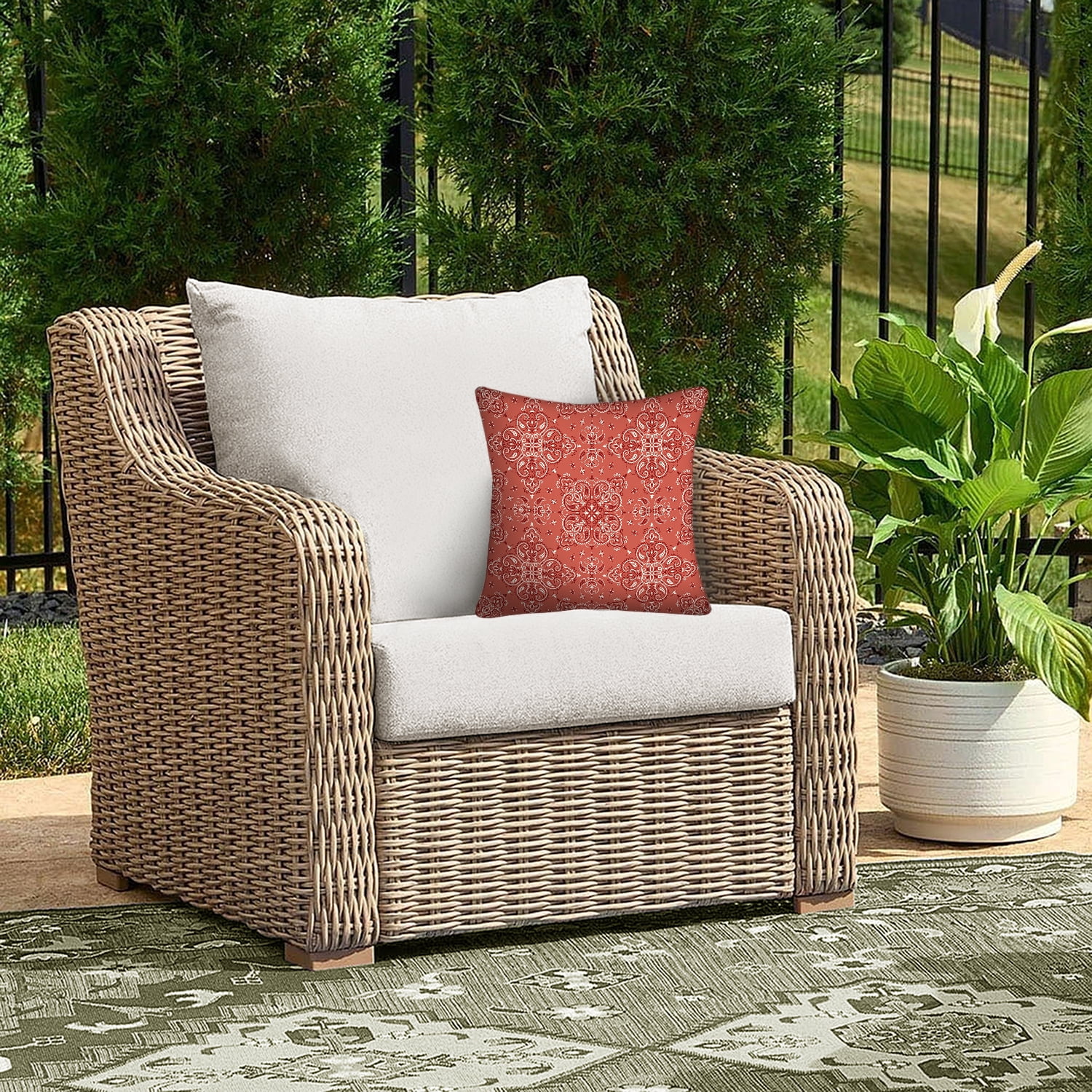 Mainstays 16" x 16" Bandana Decorative Outdoor Throw Pillow, Red