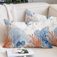 thumbnail image 2 of Orange Navy Blue Coral Throw Pillow Covers, Summer Beach Coastal Ocean Soft Breathable Pillow Cases with Invisible Zipper for Sleeping, Standard Pillowcases for Couch Bed Sofa Chair 20x26 Inches, 2 of 9